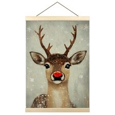 Christmas Poster Hanger Frame, Rustic Farmhouse Vintage Christmas Decor, Rein...