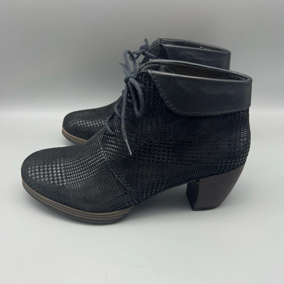 Wolky Boots Mujer Talla EU 38 Negro Texturizado Con Cordones Tobillo Tacón Bloque 7983 Foto 4 de 4