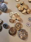 Vintage LOT of 50+ Brass Buttons Military Crests Jeans Crowns Various Sizes — photo 10