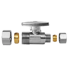 20PCS 5/8" OD (1/2" NOM) X 3/8" OD 1/4TURN COMPRESSION STRAIGHT STOP VALVE 