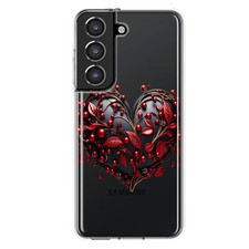 Mundaze Case for Samsung Galaxy S21 Cover Black Heart Red Flowers