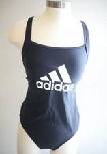 Adidas Originals Women's M NWT New Black White Logo Tie Back 1 Piece Swimsuit