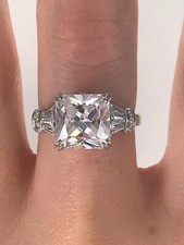 Stunning 4 CTW Princess, Baguette  Round Clear CZ 925 Silver Ring Size 6.75