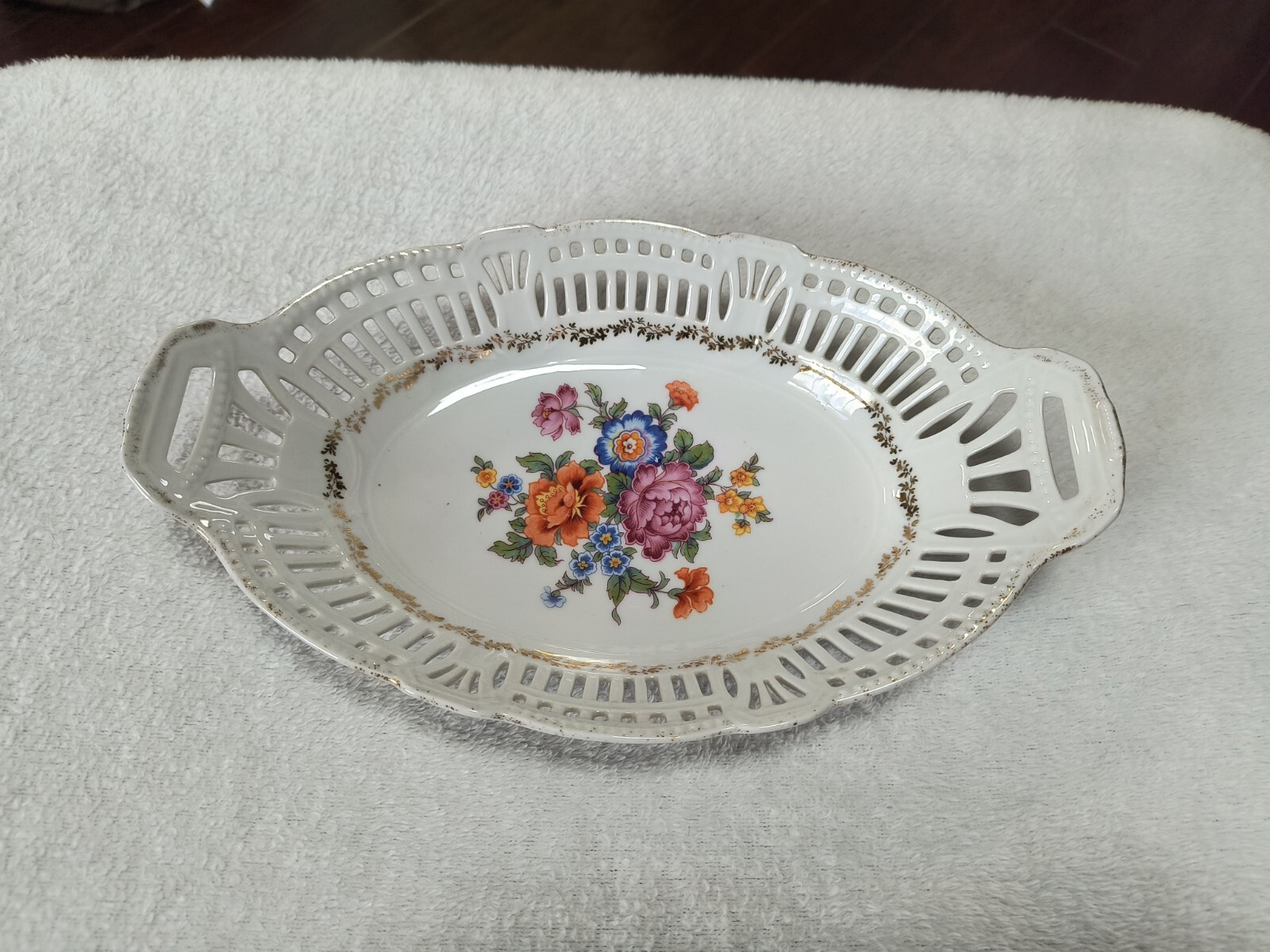 Antique Schwarzenhammer Bavaria Germany  Floral Porcelain  Serving Bowl