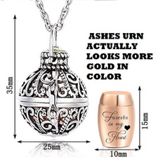 URN ASHES MEMORIAL CREMATION WORD HEART Pendant 20" 925 Plated Silver Necklace
