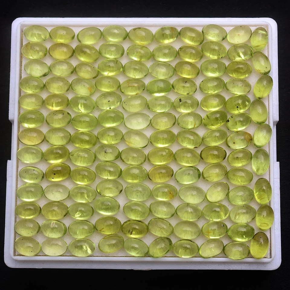 42 Stück Natürlich Peridot 6mmx4mm Oval Cabochonschliff Funkelnde Lose - Bild 3 von 4