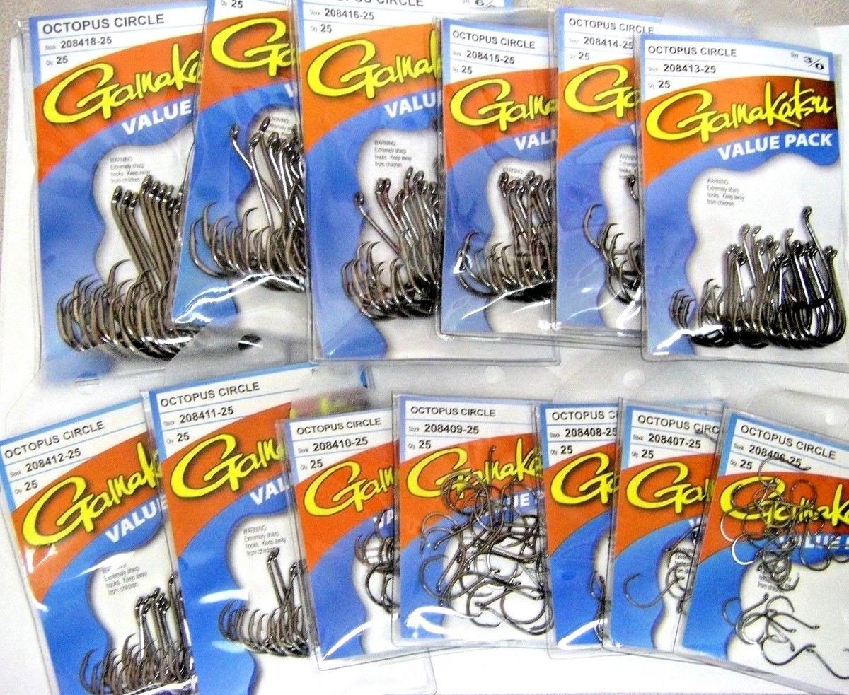 GAMAKATSU #208 OCTOPUS CIRCLE HOOKS Value Packs OFFSET ALL SIZES 8/0 through 8
