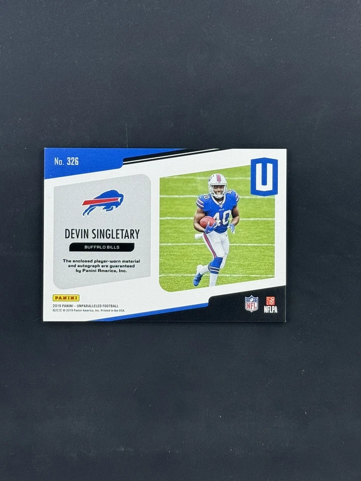 2019 Unparalleled Devin Singletary Astral Rookie RC Jersey Auto GIANTS RB1 - Image 2 of 2