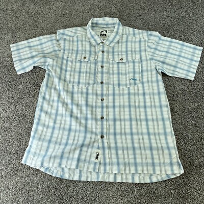 Mountain Khakis Shirt Mens Medium Blue Button Up Snap Hiking Outdoors