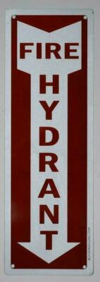 ''Fire Hydrant'' Arrow Down Sign Sign(White,Reflective!!,Aluminum 4x12)-REF24-1027