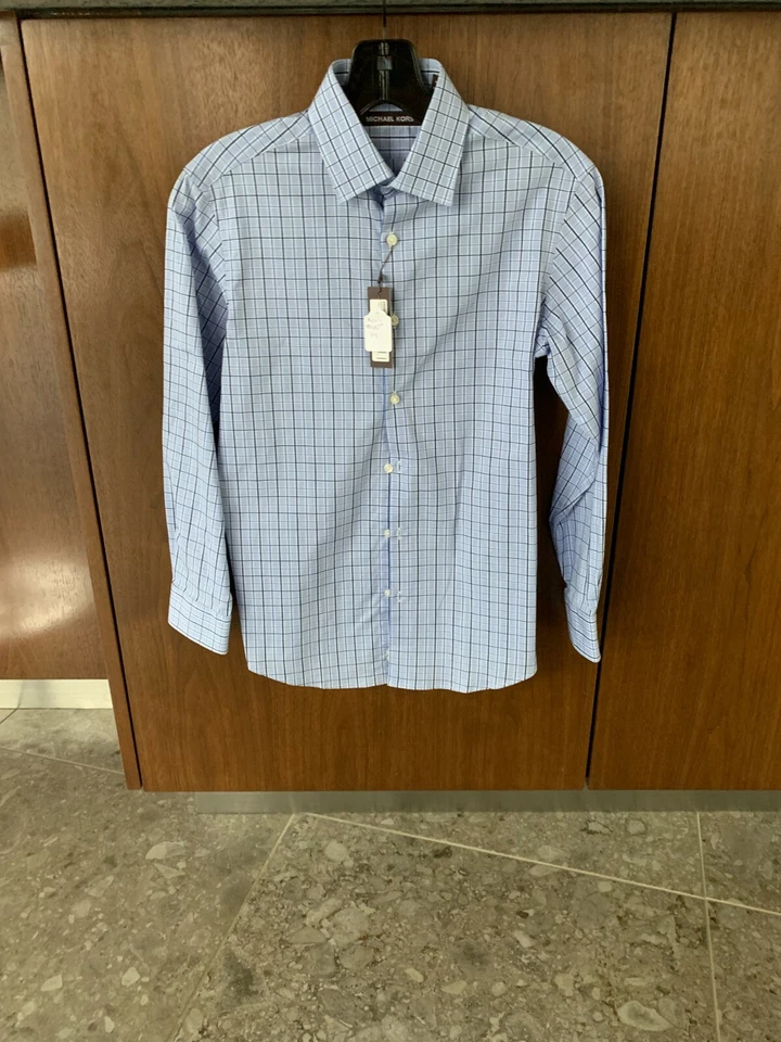 Camisa Michael Kors Niños Abotonada Manga Larga Informal/Vestido Azul, Blanca Talla:14 EE. UU. Foto 3 de 4