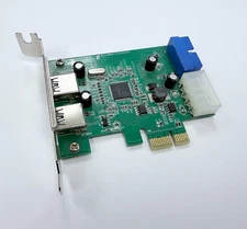 SYBA USB 3.0 External 2-port 19-pin Header PCI-e Card IDE Power Feed Low Profile