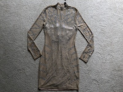 Windsor Womens Bodycon Embellished Beaded Long Sleeve Cocktail Dress Small Studs