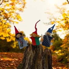 Three 4" Berling Wood  Fabric Finger Puppets Germany