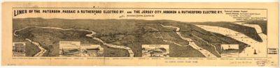 8'' x 24'' 1894 Map Of The Lines Of Paterson Passaic & Rutherford Electric