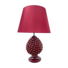 Lume Pigna in ceramica di Caltagirone Lampada da tavolo bordò made in Italy new