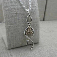 Sterling Silver & 10K Celtic Knot Pendant 18" Chain by Keith Jack Gift Boxed