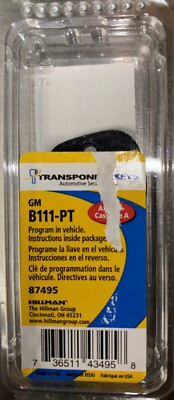 Hillman Transponder Keys Blank Cassette A Programmable Key 87495 B111-PT 