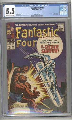 Fantastic Four #55~4th Silver Surfer~Classic Battle Issue~CGC 5.5~FREE SHIPPING
