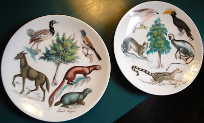 Set 2 Hand Painted Plates EARTHLY PARADISE Claude Beyer Haviland Limoges SIGNED