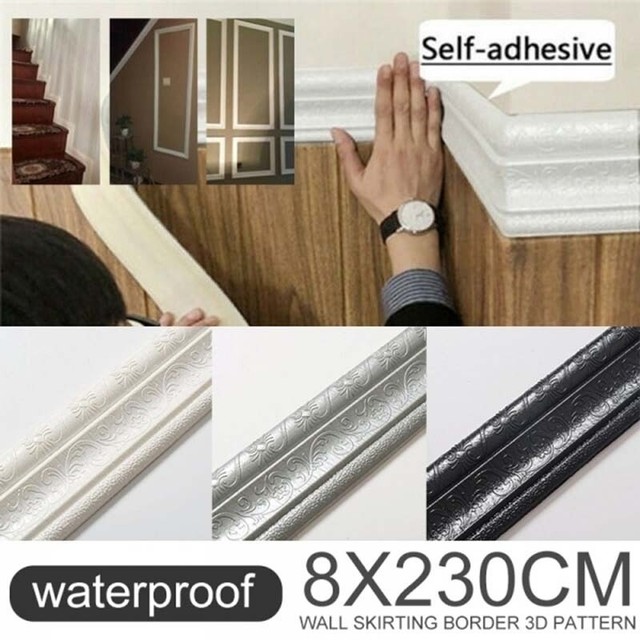 3D Selfadhesive Wall Molding Skirting Line Mural Border