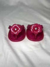 Build A Bear Pink Jelly Flip Flop Sandal Shoe Glitter Flower Rhinestone