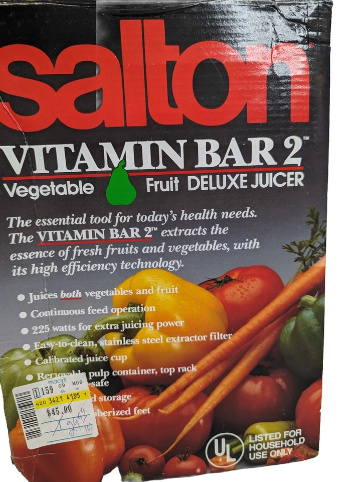 Exprimidor Salton Vitamin Bar 2 JC4 Frutas Verduras Deluxe 225 vatios con caja original Foto 2 de 4