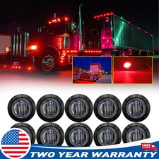 10x Smoked Round Side Marker Lights Truck Trailer 34 Red Bullet Led Light