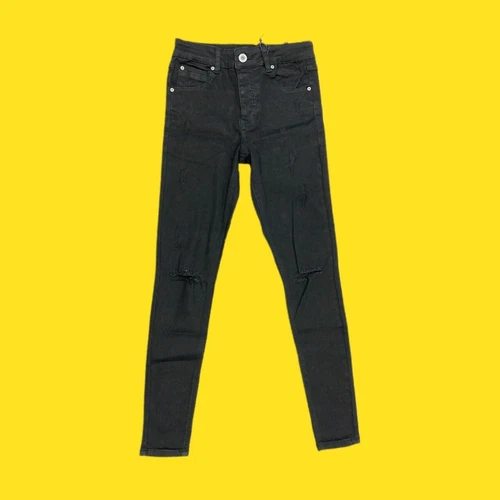 KINGS WILL DREAM Men's Lumour Skinny Distressed Jeans, Button Up Fly, Black, 28W