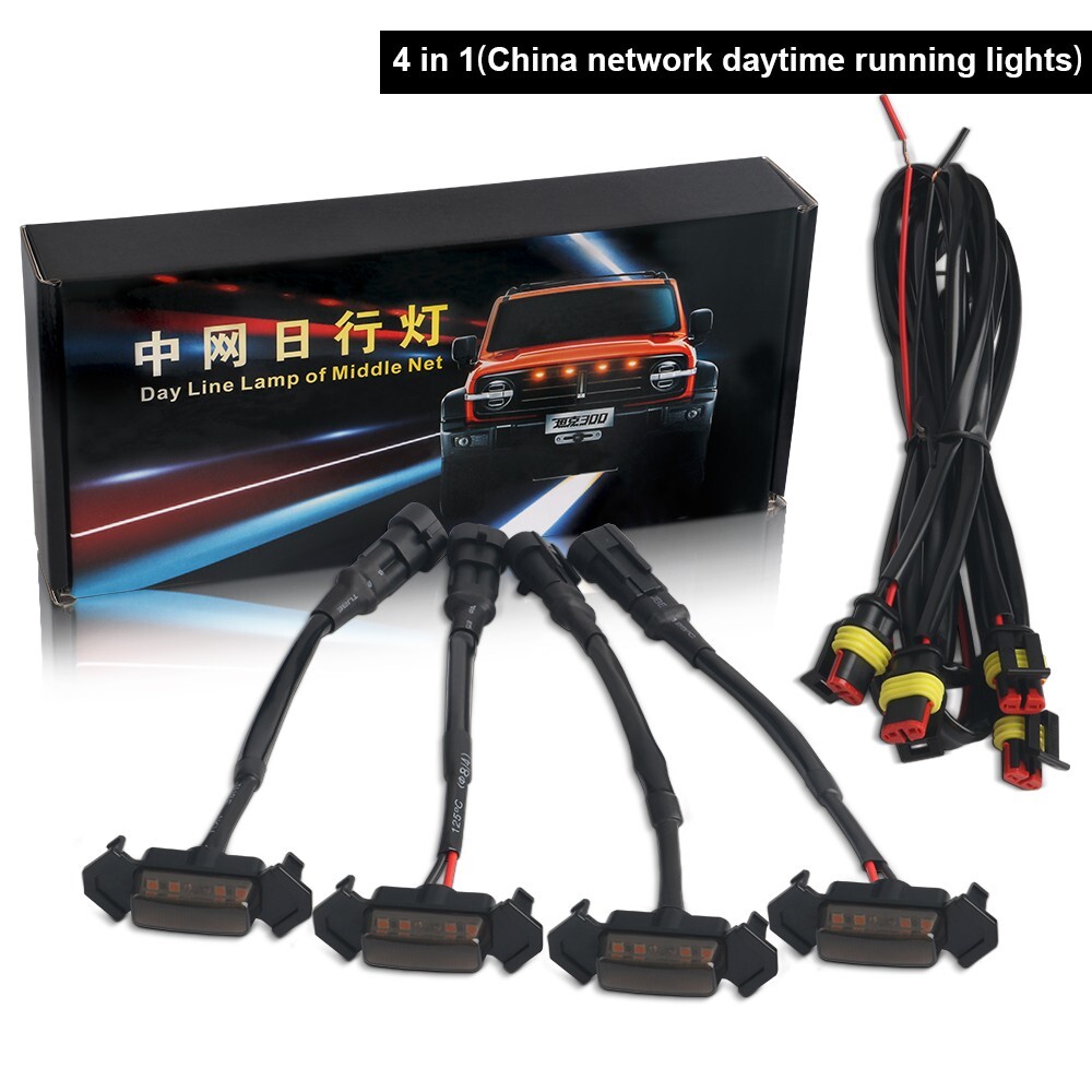 4pcs Raptor Style Amber Grille LED Light DRL For Toyota Tacoma TRD Pro 2016-2021