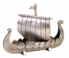 Norway Pewter Viking Ship with Sail, NEW