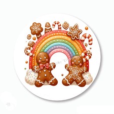 Gingerbread Christmas Rainbow Envelope Seals Scrapbook Stickers Labels Favors