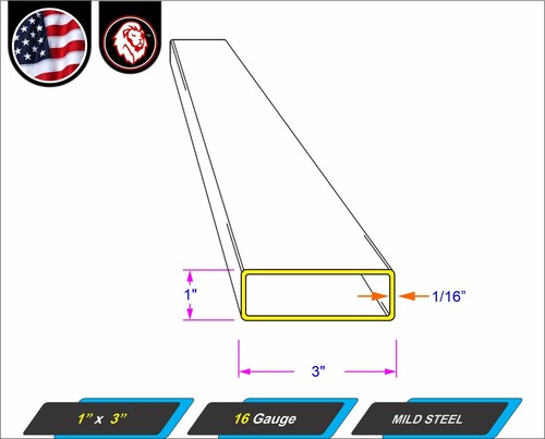 X4) 5/8 Galvanized Square Metal Tube - 16 gauge - 6-ft long