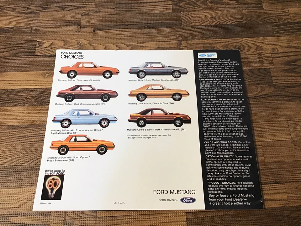 Ford Mustang y Cobra 1980 20 páginas original auto venta folleto catálogo Foto 2 de 4