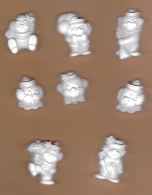 Clowns plaster of Paris painting project. Set of 8! (2114)