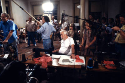 John Huston director prepares his crew for another scene of Annie  - Old Photo