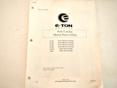 OEM E-TON SERIES 100 600 700 800 MASTER PRICE PARTS CATALOG