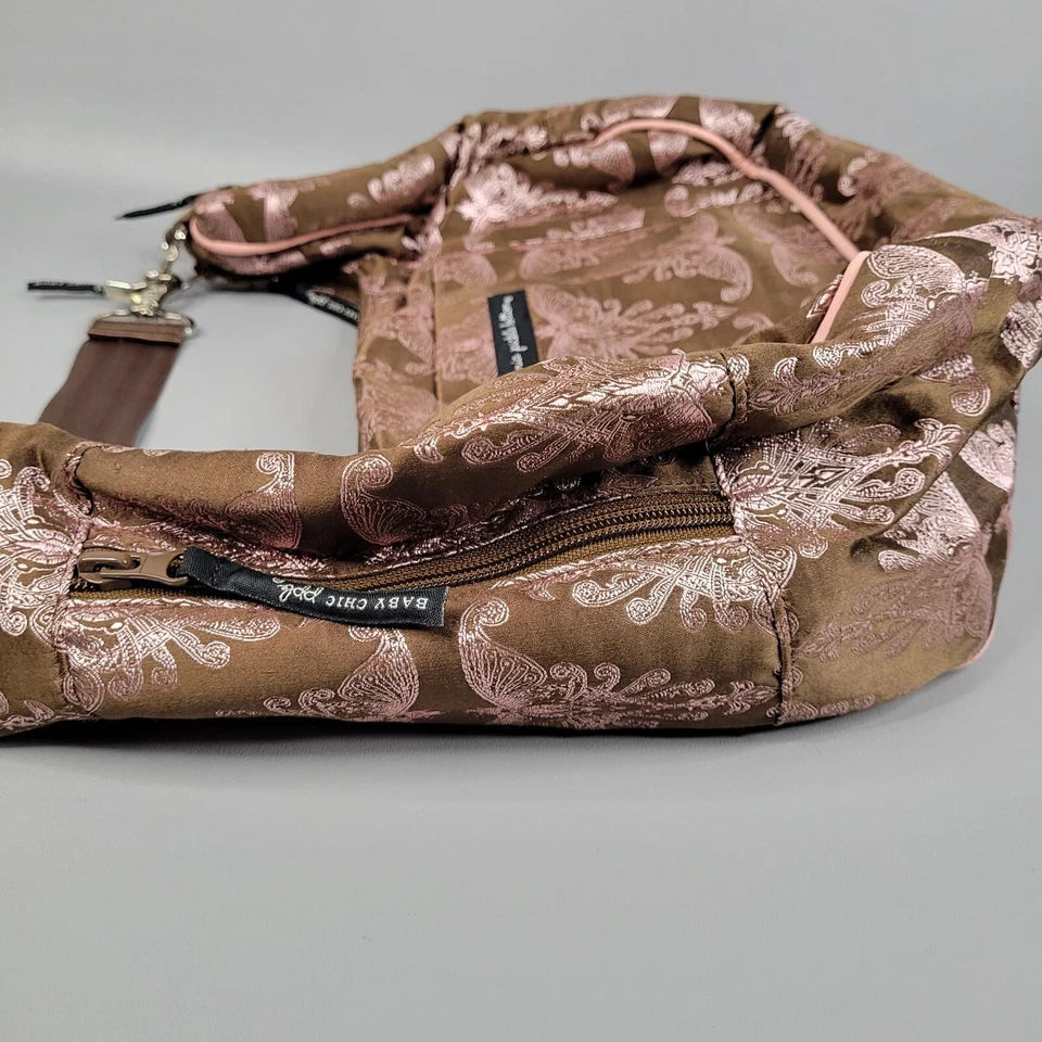 Petunia Pickle Bottom Touring Tote Diaper Bag Half Moon Pink Brown Satin Paisley - Image 4 of 4