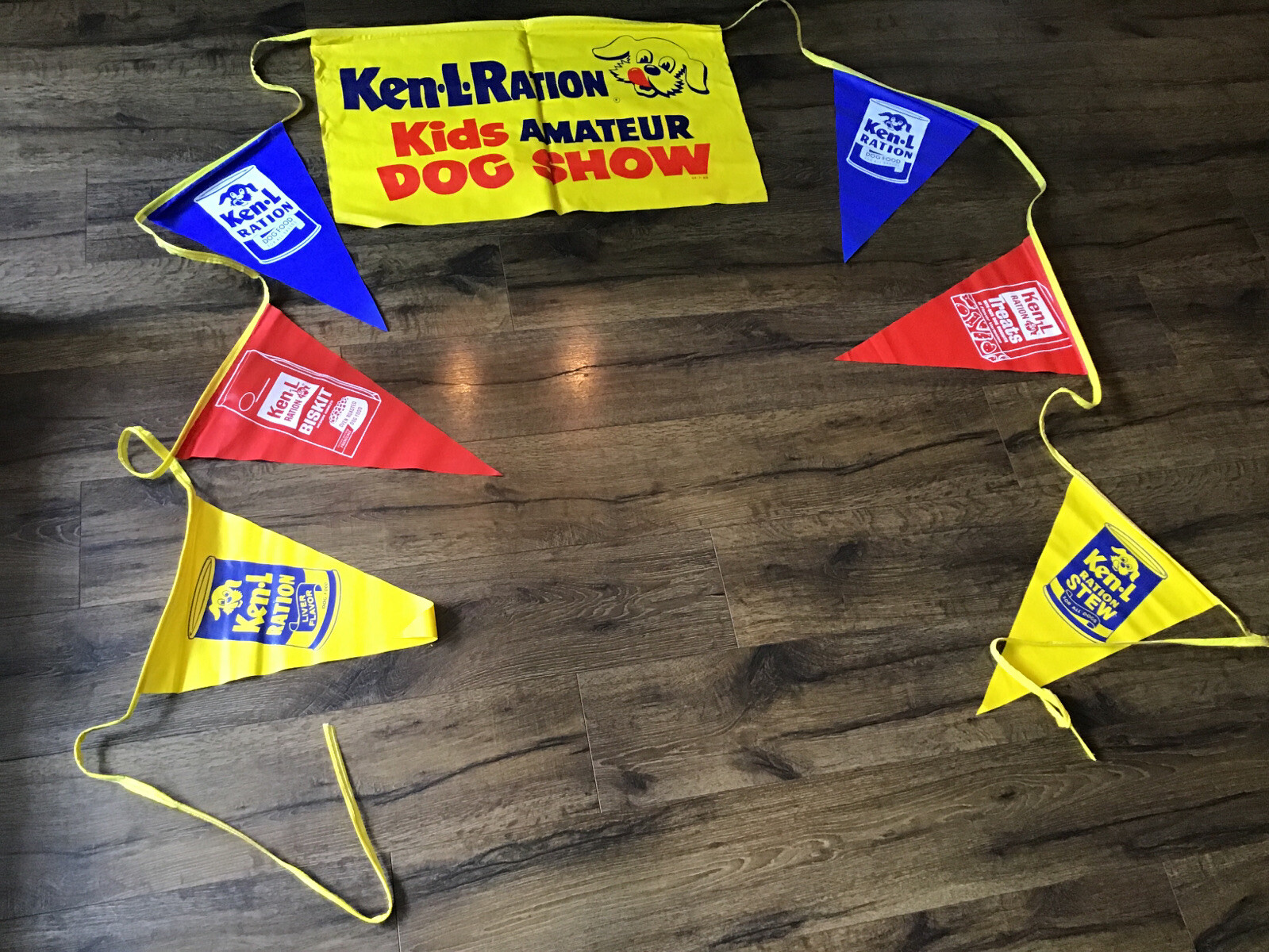 1960 Amateur Dog Show Advertising Banner W/ Flags Sign