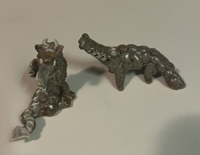 2 Mini Crocodile & Dragon Ceramic Animal Figurine Statue -
