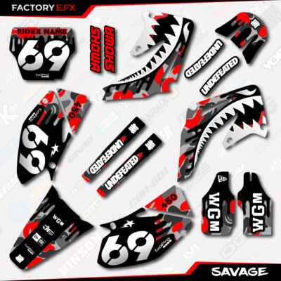 Gray & Red Savage Graphics Kit fits Honda CRF450R 02-04 Crf 450 Crf450 Decals