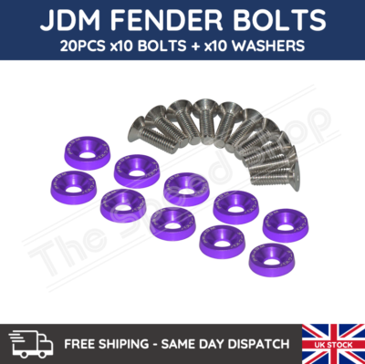 Engine Bay Dress Up Kit Password JDM - Black Aluminum Fender Washers & M6 Bolts (20 Pcs) JDM Dress Up Washers - Foto 9
