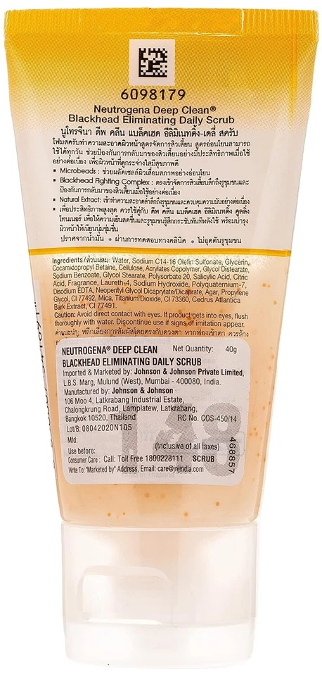 Neutrogena Deep Clean Blackhead Eliminiting Scrub, 40 g (Pack of 1) - Image 2 of 4