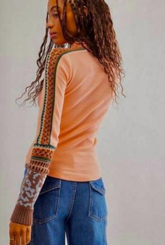 Top térmico Free People Switch It Up S XS? Boho de ganchillo melocotón manga larga nuevo con etiquetas - Imagen 6 de 7