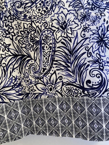 Sigrid Olsen Linen Shirt Blue Floral Batik Boho 3/4 Sleeve Tunic Medium NEW - Picture 8 of 8
