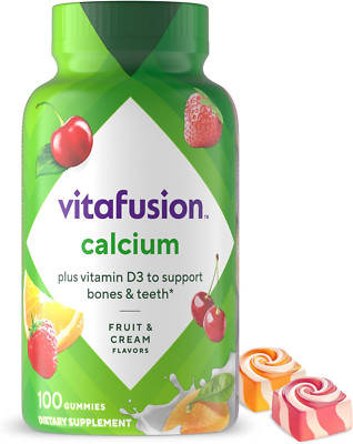 Vitafusion Chewable Calcium Gummy Vitamins for Bone and Teeth Support, Fruit and