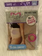 Maidenform Flexees Shapewear Womens Size 2XL Beige Seamless High Waist Thong NEW