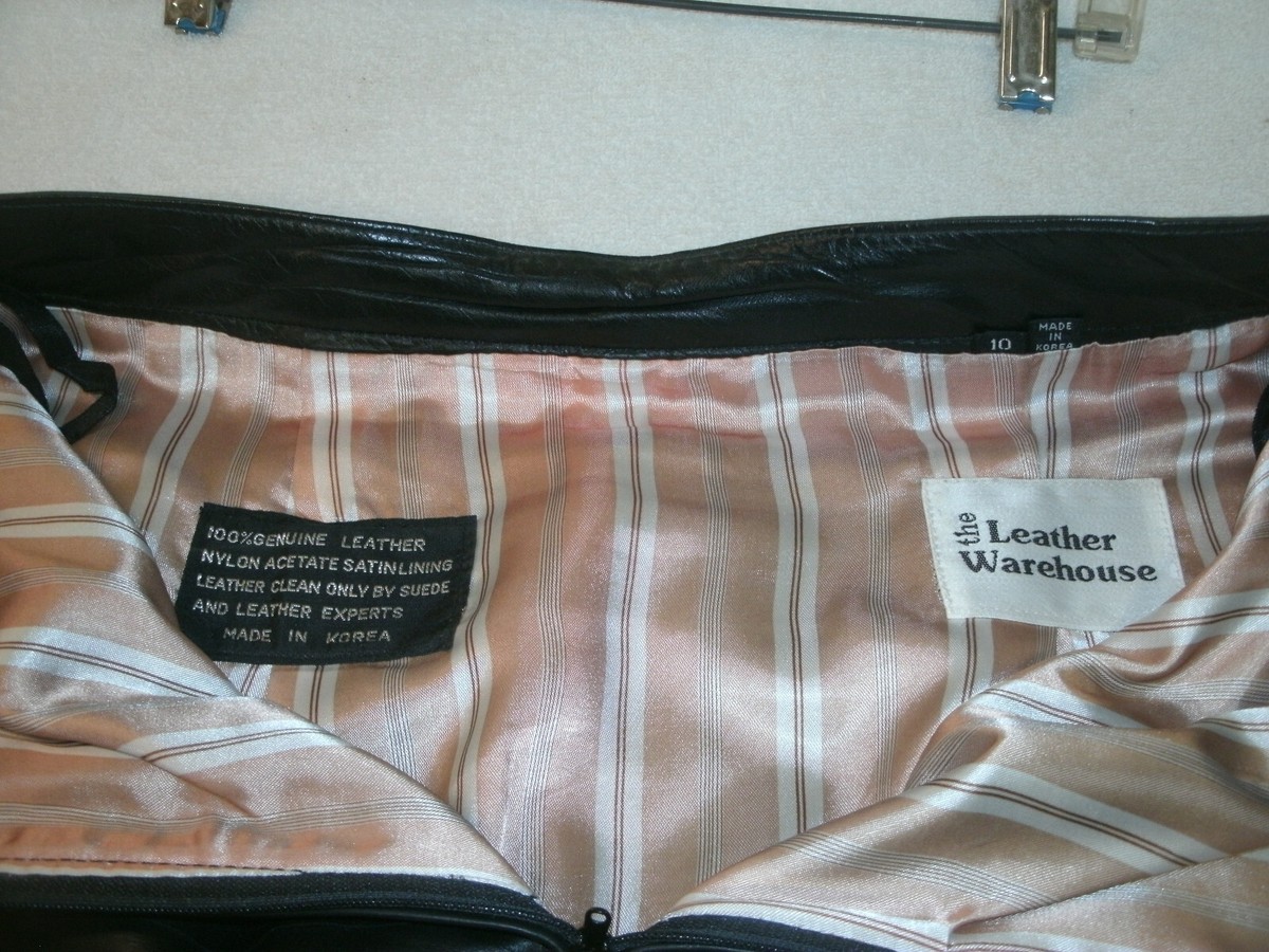 Vtg Ladies Leather Skirt by Leather Warehouse--Black--26"--Sz 10--1990's View 4