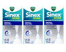 Vicks Sinex Severe Original Nasal Spray Congestion Relief, 0.50 fl oz - 3 Pack
