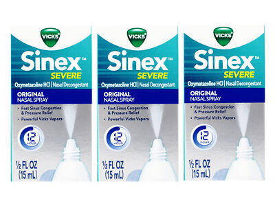 Vicks Sinex Severe Original Nasal Spray Congestion Relief, 0.50 fl oz - 3 Pack